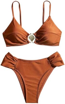 2 Piece Bikini Sets High Waisted Ruched Swimsuit Cheeky