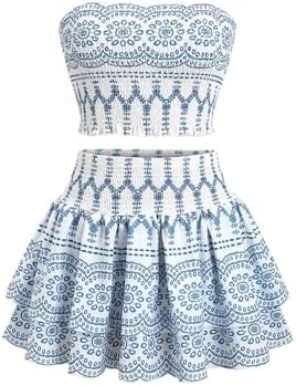 2 Piece Sets Vacation Outfit Strapless Tube Top with