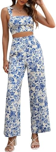 2 Piece Summer Boho Floral Print Knot Shoulder Zip Back