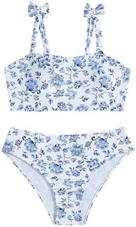 2 Piece Swimsuits Floral Print Bowknot Beach Bathing Suit