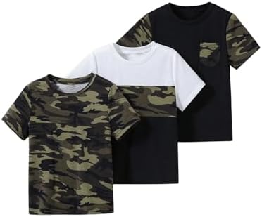 3 Pcs Camo Print Kid Clothes Short Sleeve Summer Tee