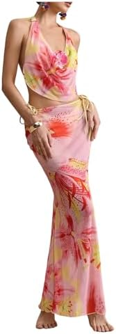 3 Piece Bikini Set Floral Halter String Swimsuit with