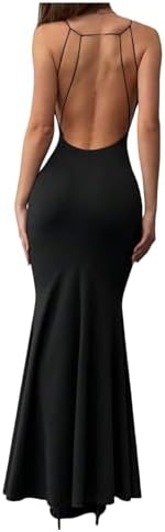 Backless Cami Maxi Dress Spaghetti Strap Fishtail Bodycon