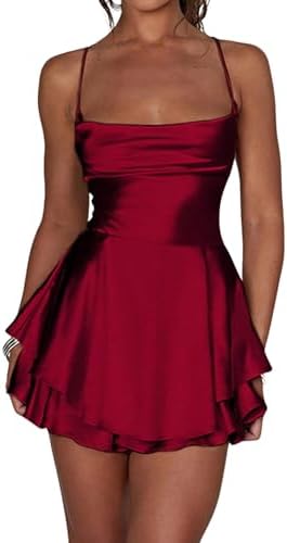 Backless Stain Spaghetti Strap Cowl Neck Bodycon Mini