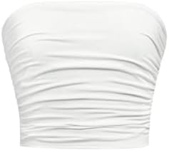 Basic Sleeveless Bandeau Kids Strapless Ruched Tube Tops
