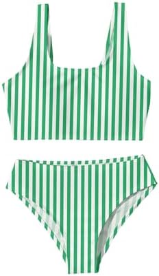 Bikini Set Striped Scoop Neck Swimsuit Vacation 2 Piece
