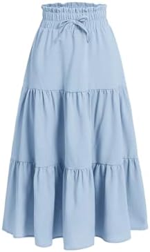 Boho Floral Print High Waist Flare Hem Summer Long Skirt
