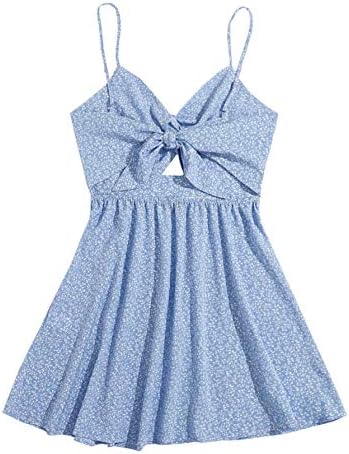 Boho Floral Print Twist Front Cami A Line Mini Dress