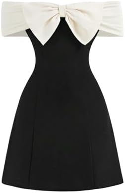 Bow Off The Shoulder Dress Elegant A Line Short Sleeve