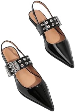 Buckled Straps Pointed Toe Slingback Flat Ballerina Shoes