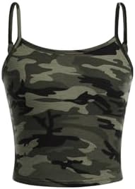 Camo Print Camisole Top Spaghetti Strap Slim Fit Cami