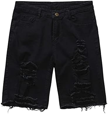 Casual Stretchy Ripped Shorts Frayed Raw Hem Denim Jean