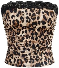 Cheetah Y2k Lace Strapless Going Out Tube Tops
