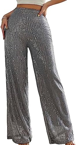 Contrast Sequin High Waist Wide Leg Party Clubwear Long