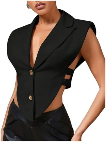 Cut Out Asymmetrical Hem Vest Shirts Button Down Going
