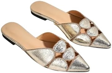 Cut Out Closed Pointed Toe Backless Flat Mules Slip on