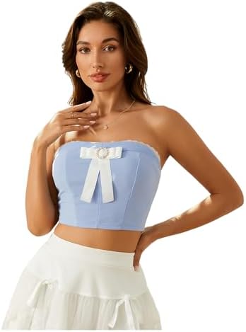 Cute Casual Spring Summer Y2k Top Contrast Lace Corset