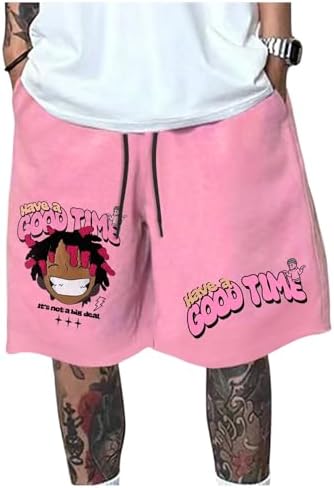 Drawstring Cartoon Graphic Shorts Wide Leg Streetwear