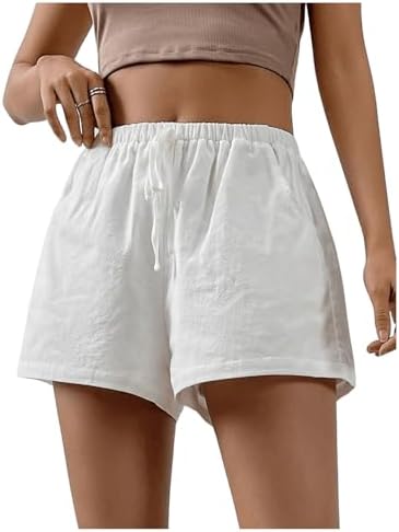 Elastic Waist Double Layered Linen Shorts Casual Shorts