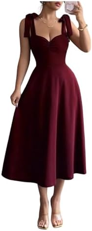 Elegant Cocktail Wedding Guest Bow Flare Ruffle Midi Dress