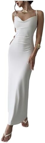 Elegant Cowl Neck Maxi Cocktail Dress Bodycon Formal