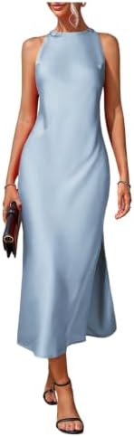 Elegant Crew Neck Maxi Slit Cocktail Tank Wedding Dress