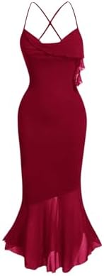 Elegant Criss Cross Cocktail Maxi Dress Fishtail Wedding