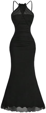 Elegant Cross Wrap Cami Maxi Dress Fishtail Bodycon