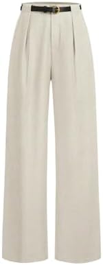 Elegant Dressy Pants Mid Waist Pleated Straight Leg