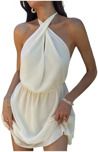 Elegant Halter Mini Dress Tie Backless A Line Formal