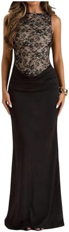 Elegant Mesh Sleeveless Maxi Dress