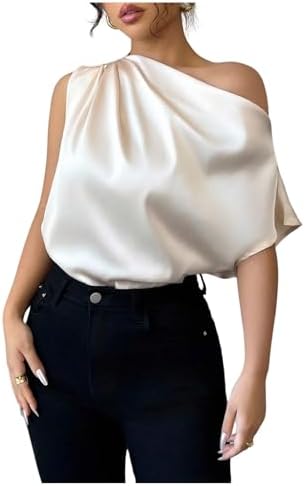 Elegant Satin Off Shoulder Blouse Short Sleeve Dressy