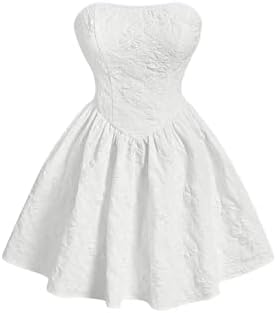 Elegant Strapless Jacquard Flare Hem Mini Tube Dress A