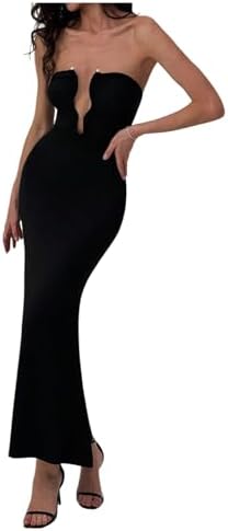 Elegant Strapless Tube Cocktail Dress Sleeveless Fishtail