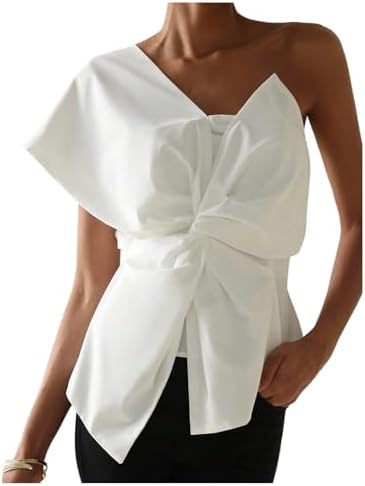 Elegant Twist Knot One Shoulder Tops Sleeveless Dressy