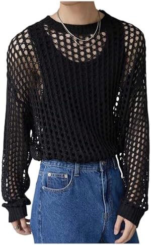 Fishnet Tops Long Sleeve Mesh Rave Outfits