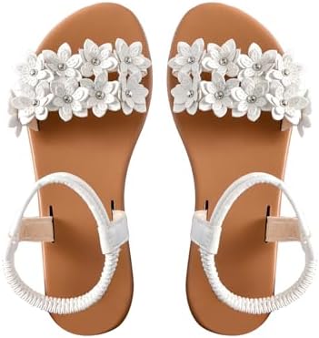 Floral Elastic Ankle Straps Slipper Summer Beach Flat