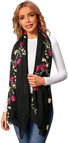 Floral Embroidery Scarves Scarf Shawl Sunscreen Shawl Wrap