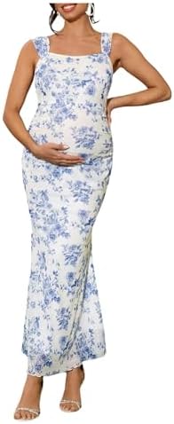 Floral Maternity Dress Bodycon Fishtail Long Pregnancy