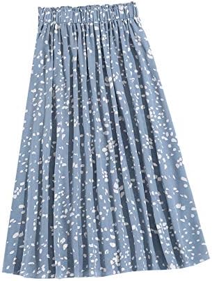 Floral Print Boho Elastic Waist Scarf Print Pleated Midi