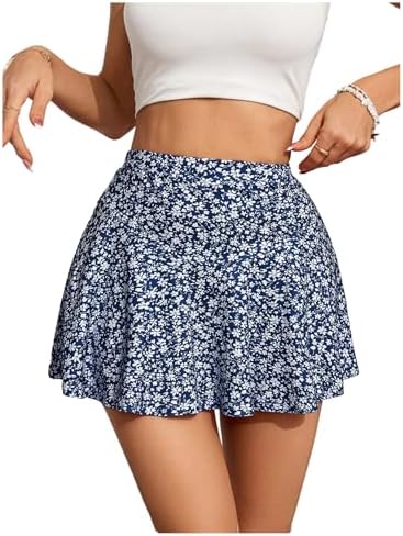 Floral Printed Mini Skirt Mid Rise Ruffle Hem A Line