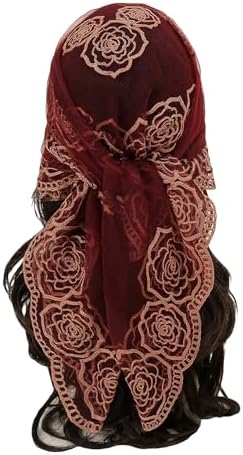 Flower Embroidery Hair Scarf Sheer Lace Hair Bandana