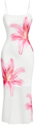 Flower Slip Dress Spaghetti Strap Summer Bodycon Cami