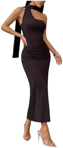 Formal One Shoulder Maxi Dress Sleeveless Bodycon Party