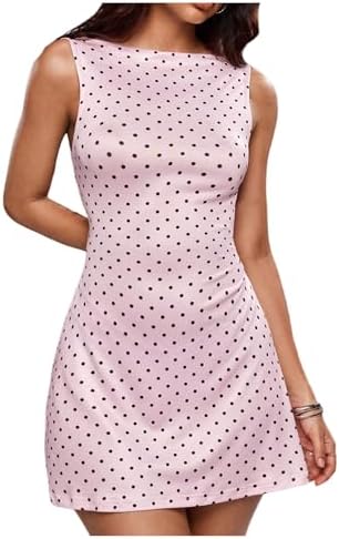 Going Out Polka Dots Tank Mini Dress Open Back Formal