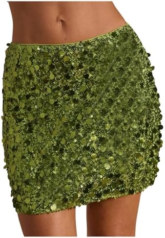 Going Out Sparkly Sequin Mini Skirt Low Rise Beaded Date