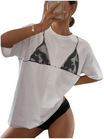 Graphic Print Short Sleeve T Shirts Loose Crew Neck Tee