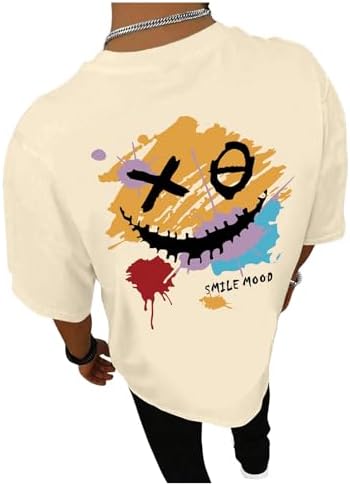 Graphic Short Sleeve T Shirt Crew Neck Casual Loose Fit