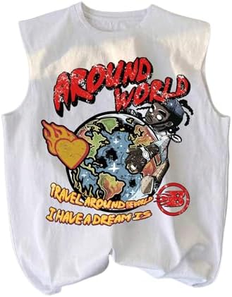 Graphic Sleeveless Tank Top Street Crew Neck Y2k T Shirts