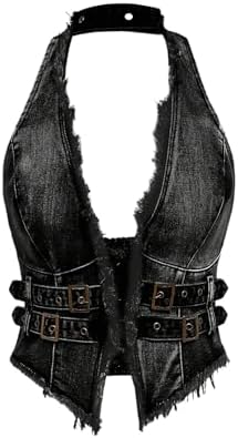 Grunge Sleeveless Hater Backless Hip Hop Fringe Trim Vest
